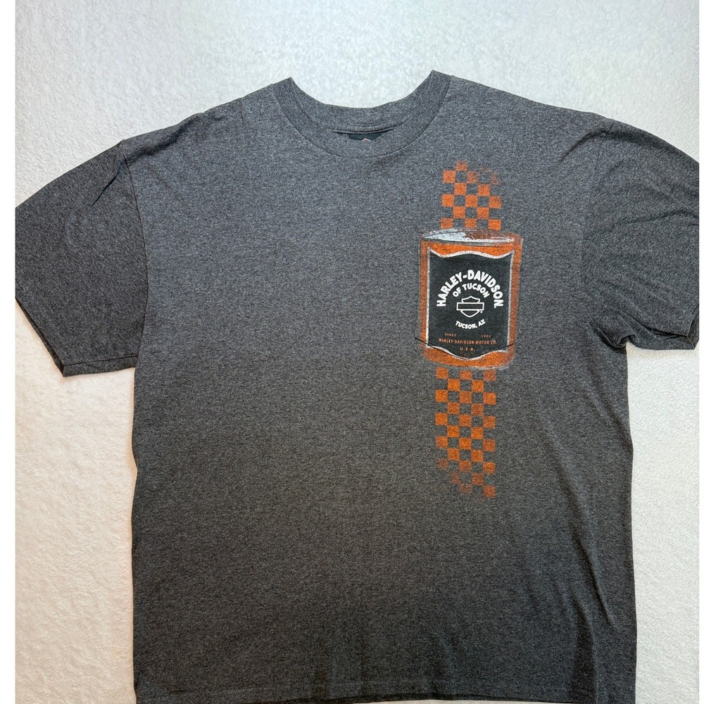 Harley-Davidson Tucson Arizona Graphic T-Shirt Mens XL Gray Checkered Racing Tee